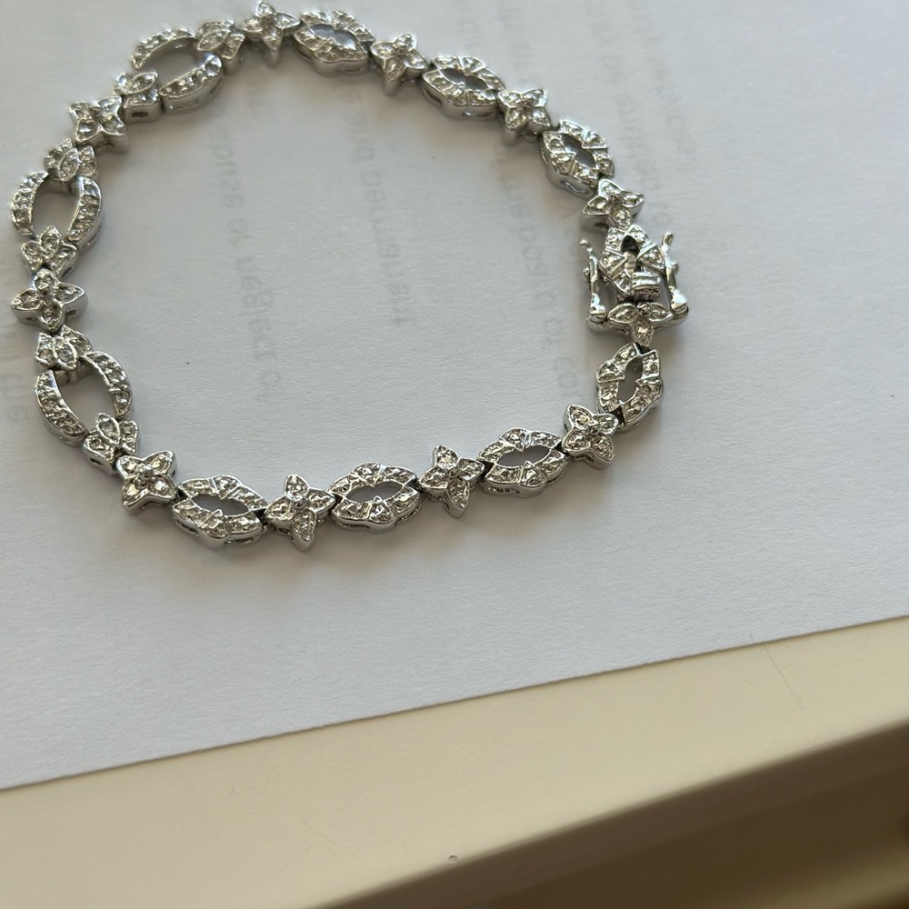 Silver Tone Rhinestone Bracelet - Picture 10 of 12